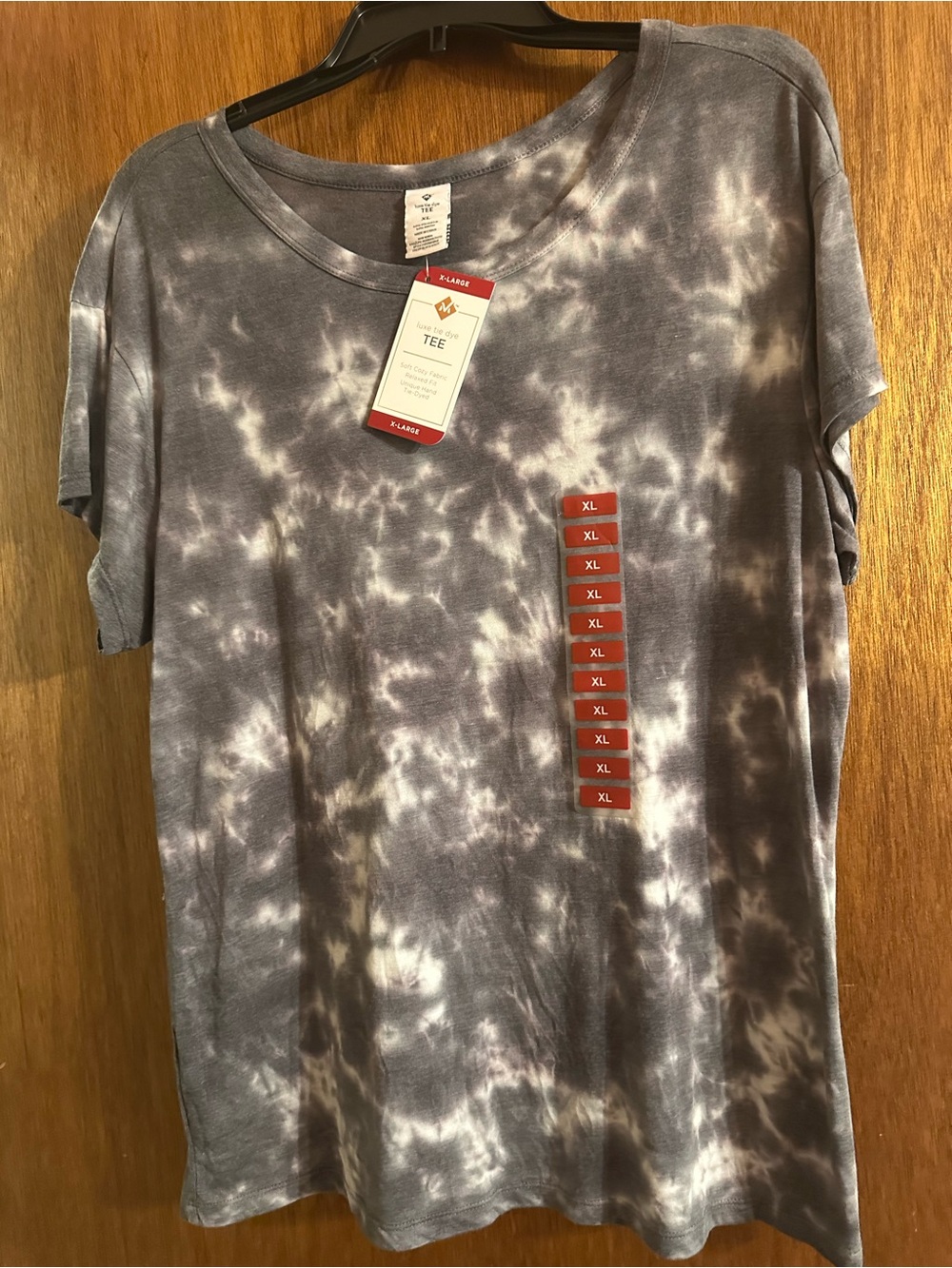 A New Day Gray Tie-Dye Short Sleeve Tee - XL